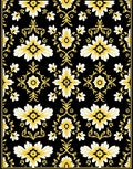 Black And Yellow Floral Medallion Rug