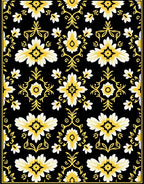 Black And Yellow Floral Medallion Rug