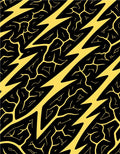Bold Yellow Jagged Lightning Black Rug