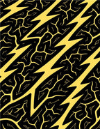Bold Yellow Jagged Lightning Black Rug