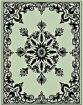 Pale Green Medallion Floral Border Rug