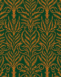 Emerald Orange Scrolling Vine Art Rug