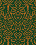 Emerald Orange Scrolling Vine Art Rug