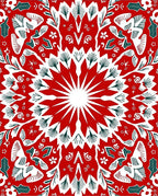 Vibrant Red Floral Mandala Harmony Rug