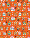 Gingerbread Houses Orange Whimsical Village Rug