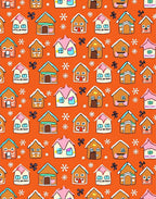 Gingerbread Houses Orange Whimsical Village Rug
