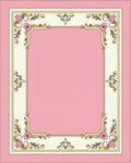 Pink Floral Frame Border Rug