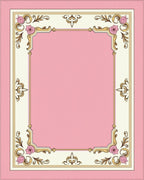 Pink Floral Frame Border Rug