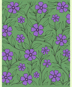 Purple Floral Vine Green Meadow Rug