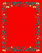 Red Holly Bells Garland Border Rug