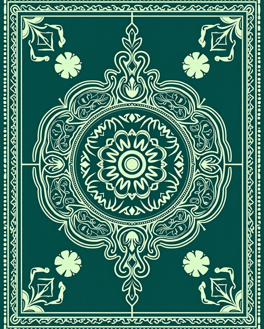 Teal Blooming Mandala Medallion Rug