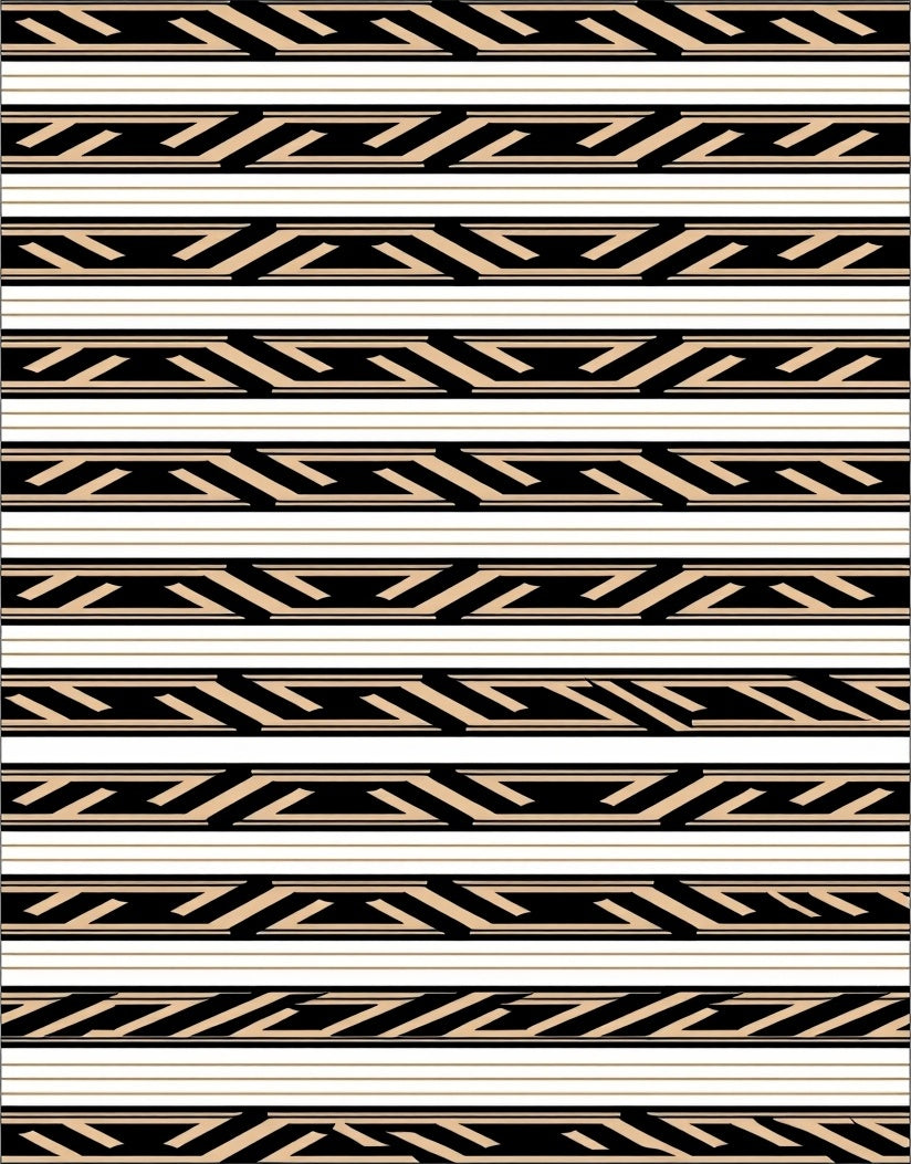 Black tan geometric horizontal stripe Rug
