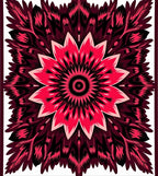 Crimson Pink Feathered Mandala Rug