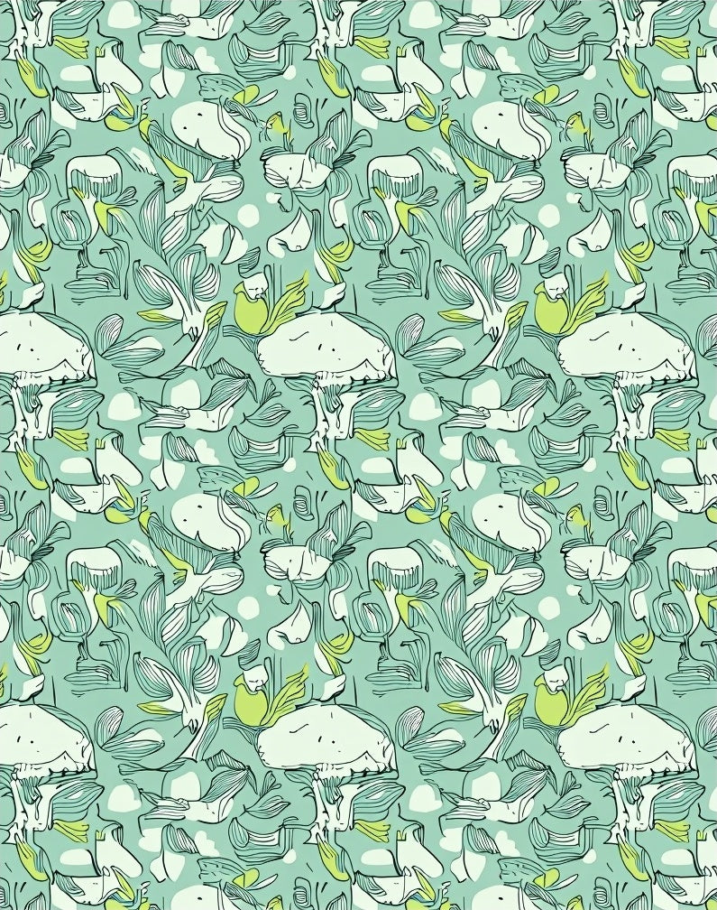 Whimsical Teal Organic Contour Flow Rug