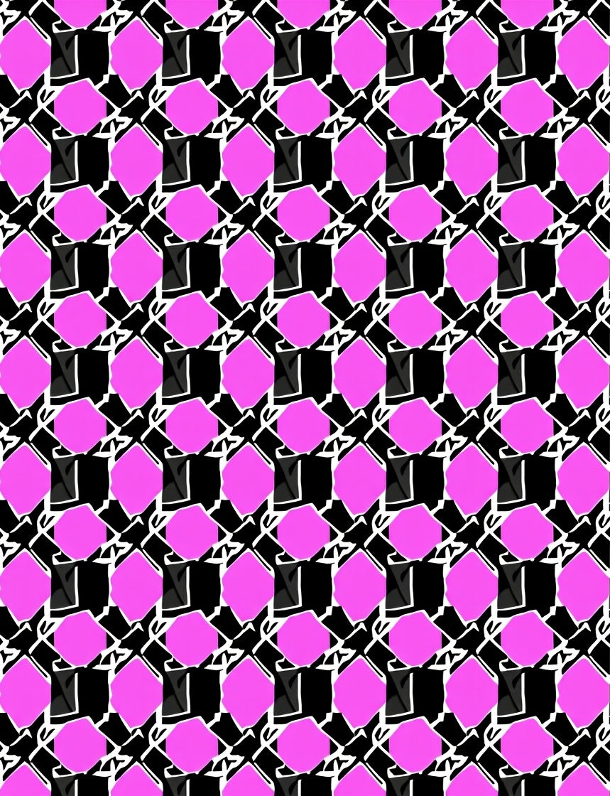Pink Black Geometric Illusion Rug