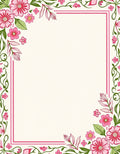 Sweet Pink Floral Border Arrangement Rug