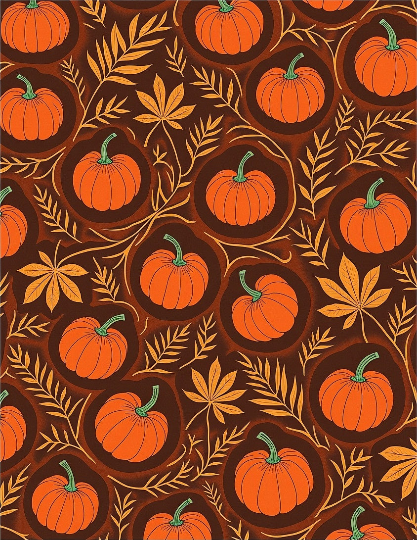 Autumn Harvest Pumpkin Leaf Arrangement Rug
