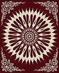 Crimson Cream Radial Mandala Floral Rug