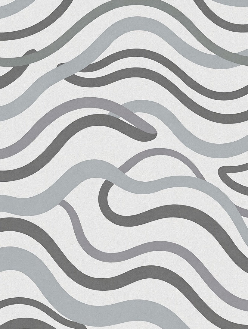Gray Swirl Ribbon Abstract Rug
