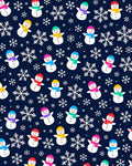Winter Snowman Snowflake Navy Blue Rug