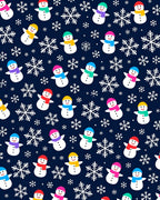 Winter Snowman Snowflake Navy Blue Rug
