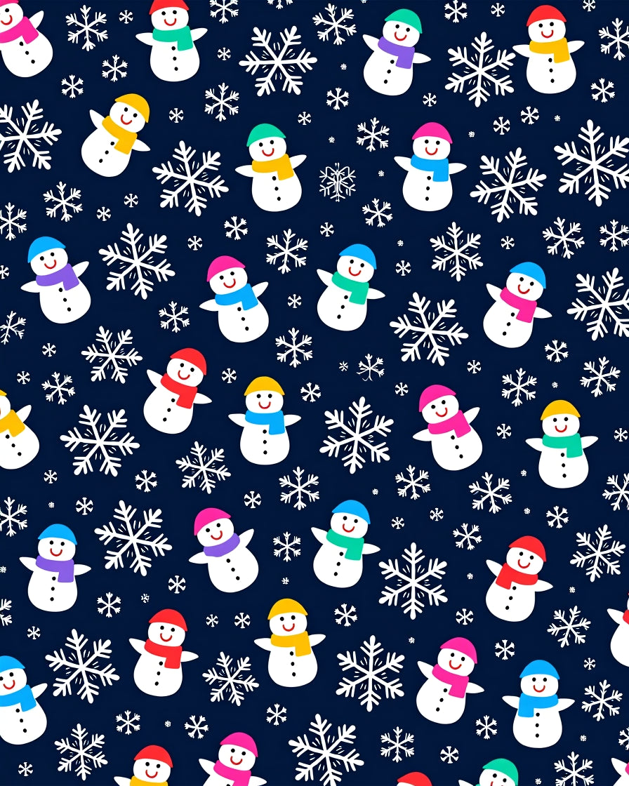 Winter Snowman Snowflake Navy Blue Rug