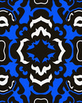 Bold Blue White Symmetrical Scroll Rug