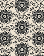 Black Ivory Floral Vine Arabesque Rug