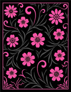 Vibrant Pink Floral Scrollwork Garden Rug
