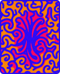 Vibrant Orange Blue Swirling Abstract Rug