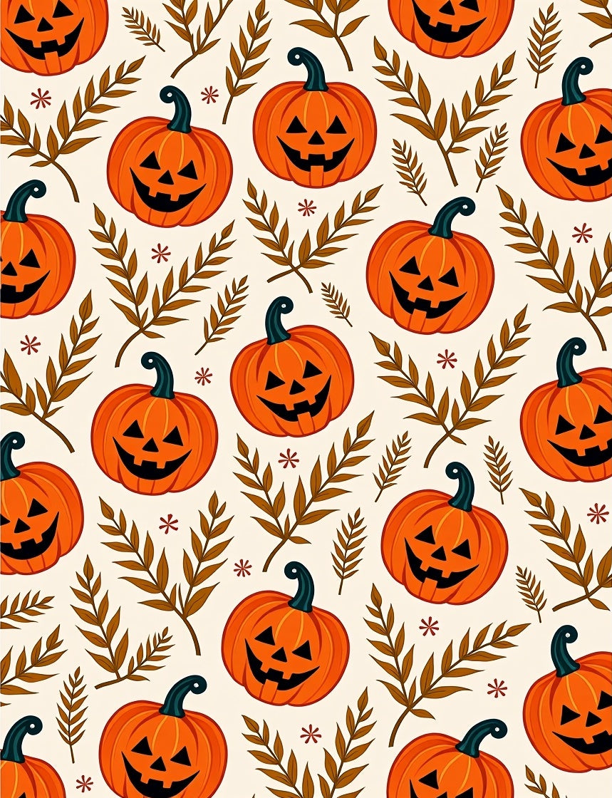 Orange Jack O Lantern Foliage Repeat Rug