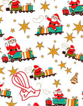 Jolly Santa Train Gold Star Whimsical Rug