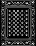 Classic Black White Floral Border Rug