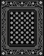 Classic Black White Floral Border Rug