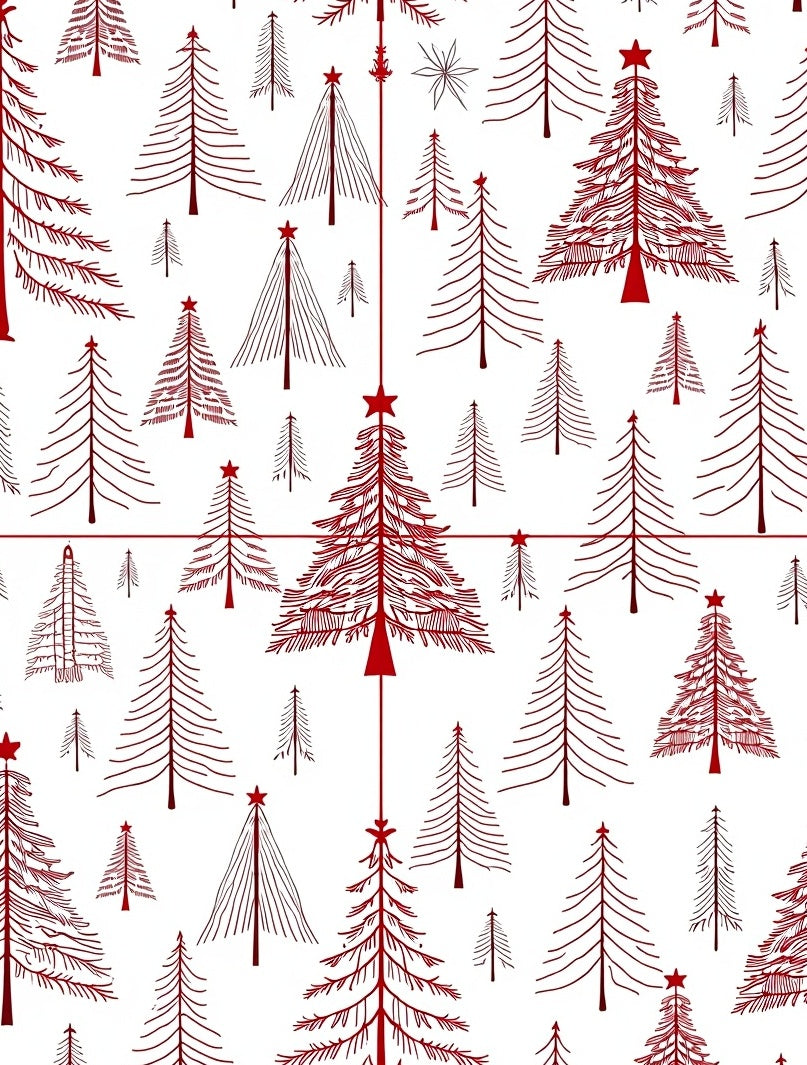 Crimson Red Abstract Christmas Trees Rug