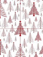 Crimson Red Abstract Christmas Trees Rug