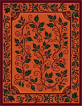 Vibrant Orange Holly Vine Medallion Rug