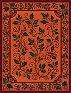 Vibrant Orange Holly Vine Medallion Rug