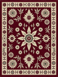 Crimson Floral Sunburst Medallion Rug