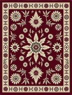 Crimson Floral Sunburst Medallion Rug