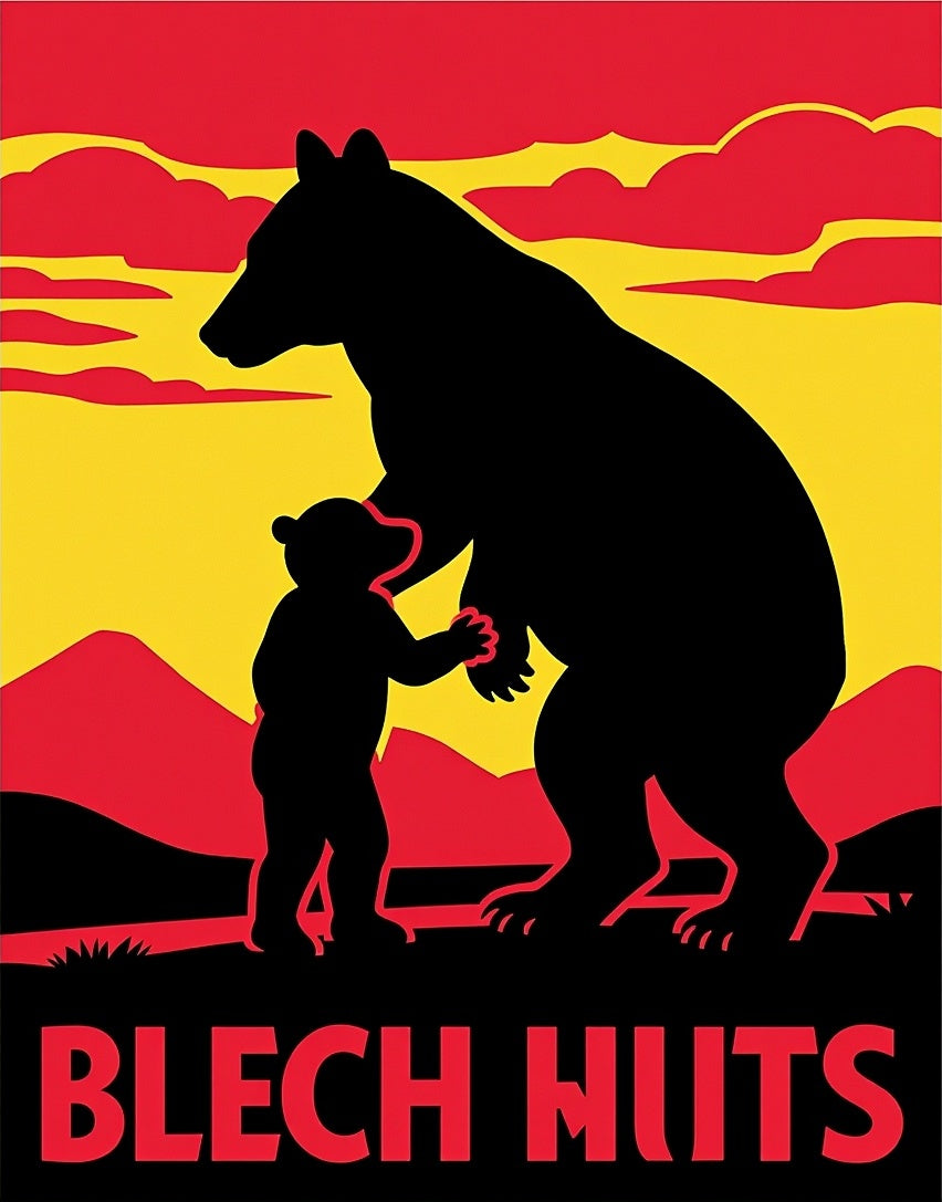 Bold Black Bear Cub Sunset Rug