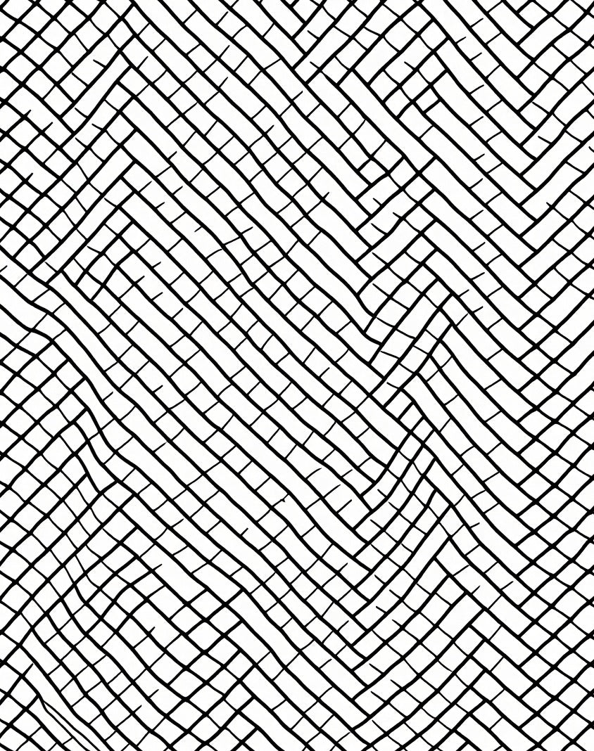 Wavy Black Herringbone Geometric Weave Rug
