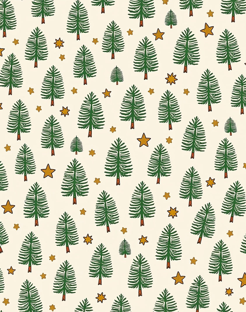 Whimsical Green Pine Stars Rug