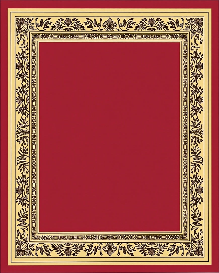 Crimson Floral Bordered Area Rug