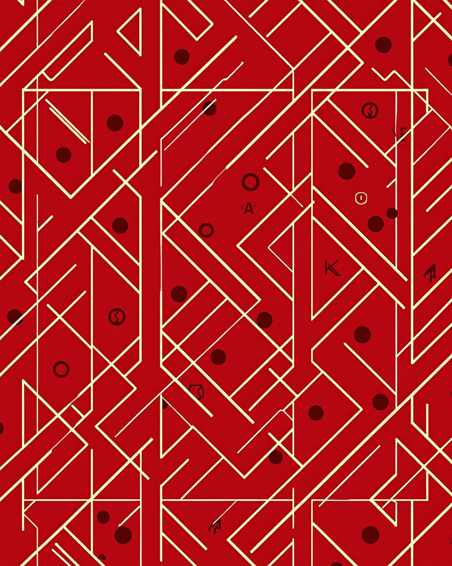 Crimson Geometric Interlocking Lines Circles Rug