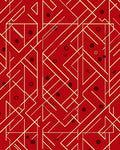 Crimson Geometric Interlocking Lines Circles Rug
