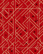 Crimson Geometric Interlocking Lines Circles Rug