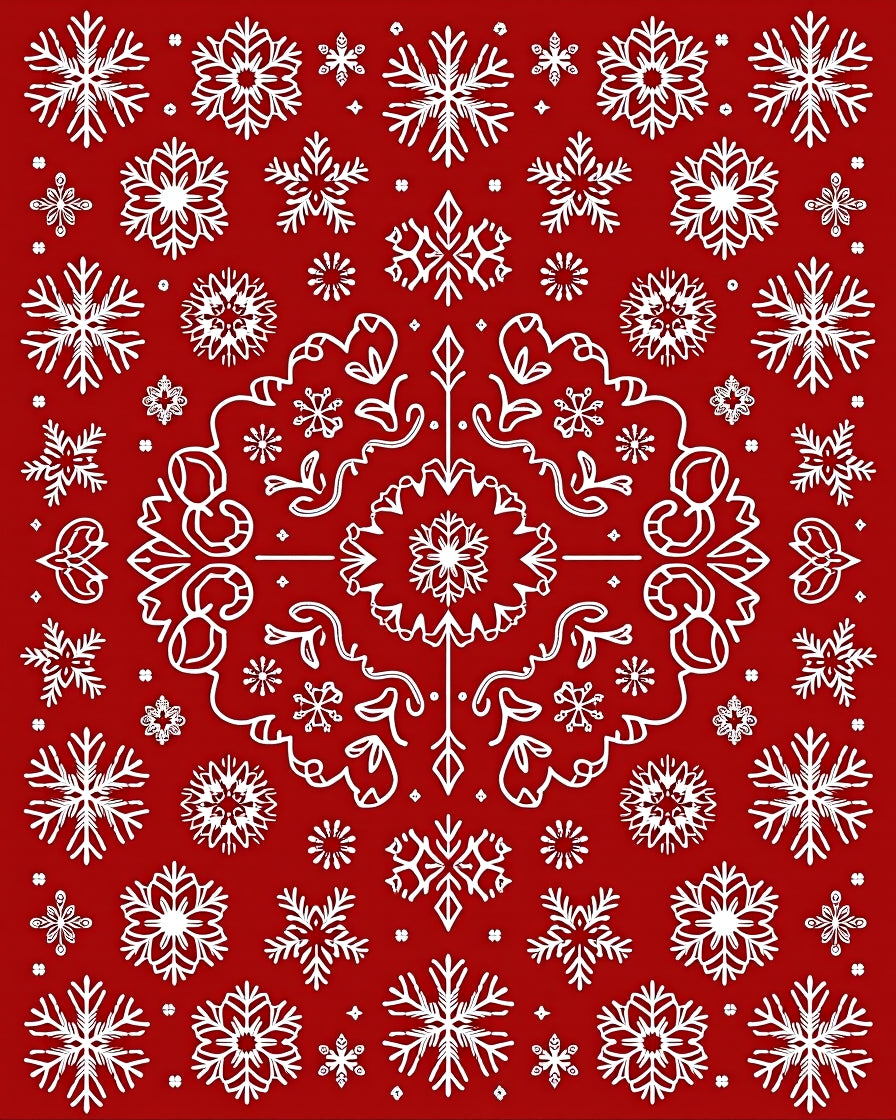 Winter White Snowflake Mandala Rug