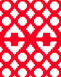 Crimson White Pixelated Geometric Layout Rug