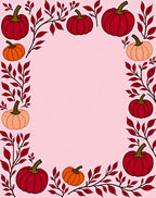 Harvest Blush Pumpkin Foliage Border Rug